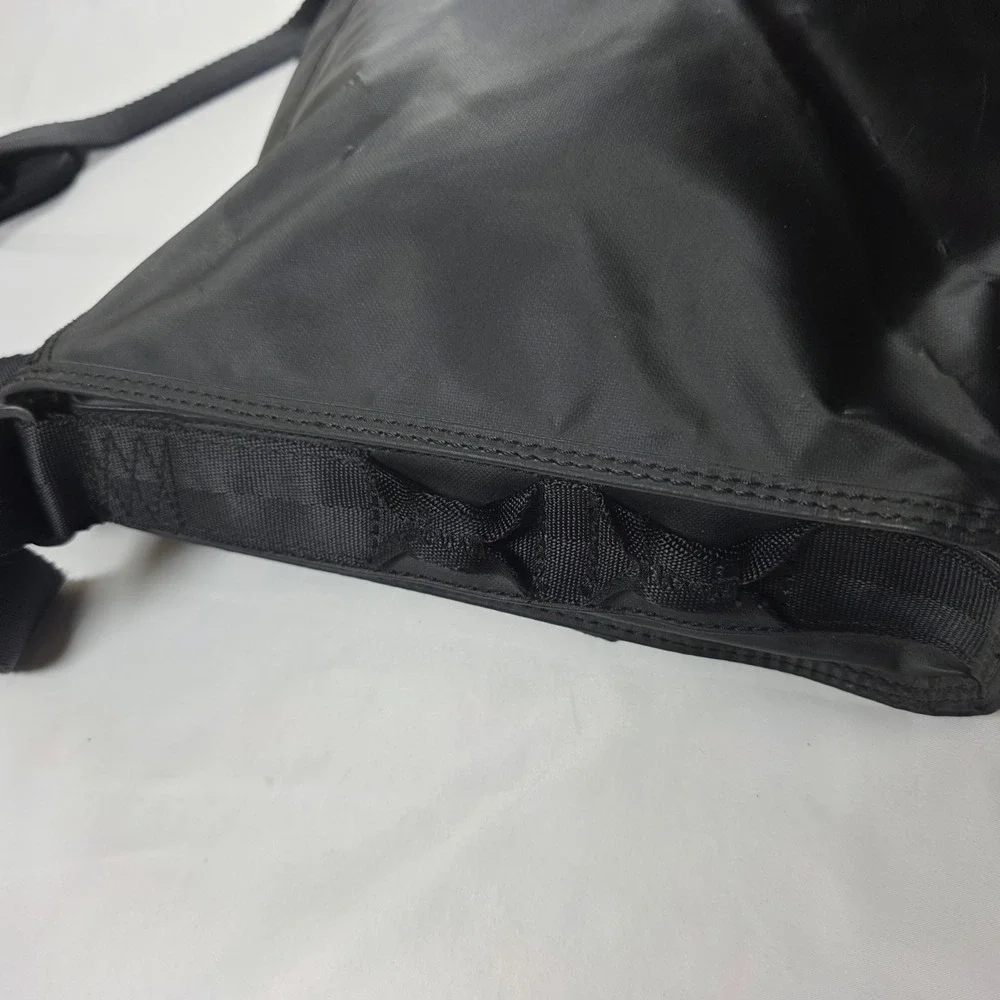 Y2K Diesel Black Nylon Messenger Bag Tonal Logo Utility Crossbody Adj Strap